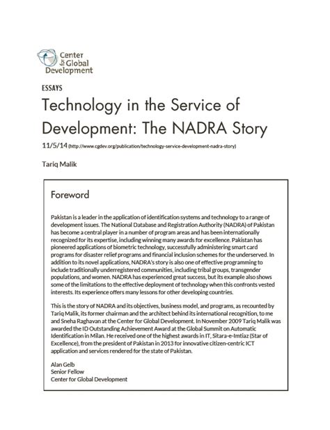 Technology in the Service of Development: The NADRA Story